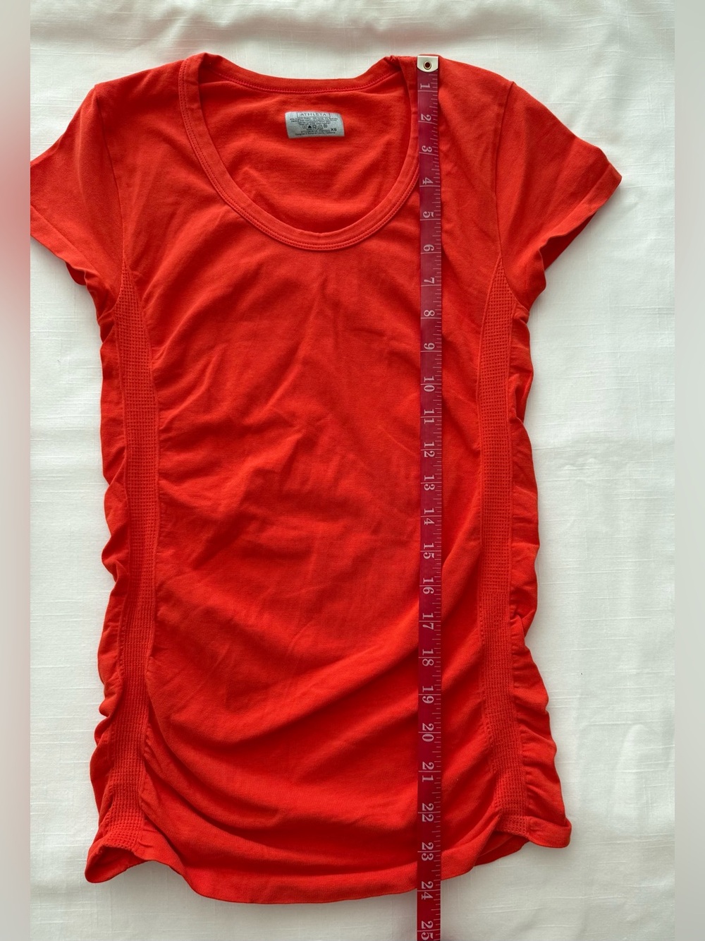 Athleta Women's Pure Ruched Sides Organic Cotton T-Shirt and Tank Orange Size XS - Picture 9 of 12